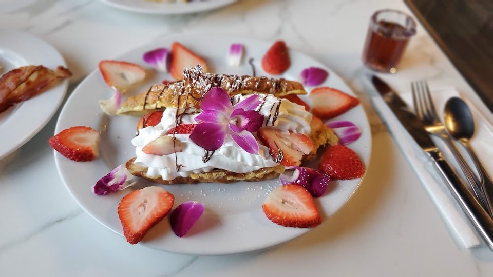Strawberry Waffle with Chocolate Drizzle